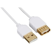 Sanwa Supply Ultra-thin USB Extension Cable (AA Female Extension Type, White, 0.5m) KU-SLEN05WK// Connectors