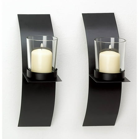 Zingz & Thingz Candle Wall Sconces - 11" - Black and Clear - Set of 2