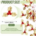 thumbnail image 2 of Duslogis 100pcs Mini Triple Leaf Holly Berries Embellishments DIY Crafts Christmas Decorations for Holiday Wreath Arrangement Gift Tag and Card Making (Gold), 2 of 7