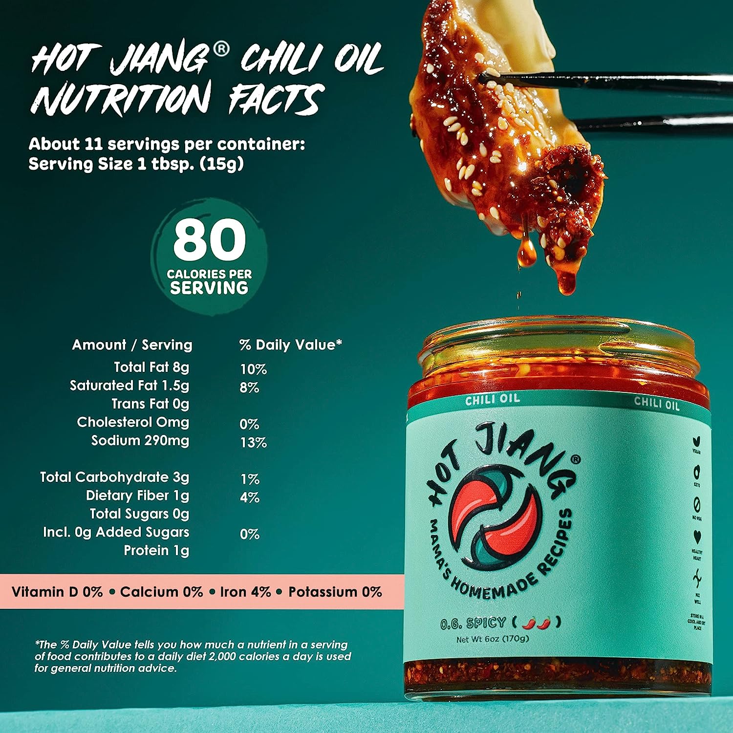 HOT JIANG® Chili Oil Crisp - All Natural and Vegan Spicy Hot Chili Sauce 6oz. Jar (Flight Pack of 3)
