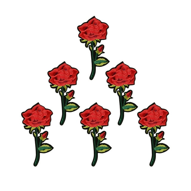 Vaidha 6Pcs Rose Embroidery Badge Clothes Fabric Patch Applique Decor DIY