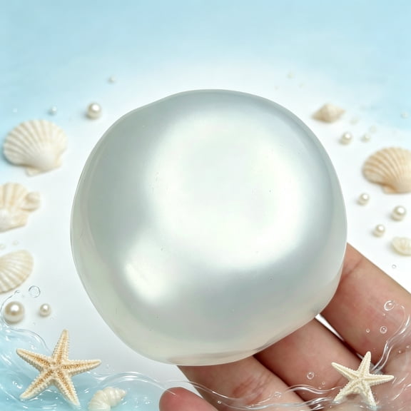Malleable Pearl Coconut Oil Squishy Fidget Toy, Shimmer Pearlescent Squeeze Stress Ball, Soft Slow Rebound Moldable Stress Relief Sensory Toy, Ocean‑Theme Novelty Gift for Kids & Adults