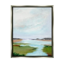 Stupell Industries Tranquil River Soft Dreamy Clouds Painting Luster Gray Floating Framed Canvas Print Wall Art, Design by Nikita Jariwala