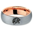 thumbnail image 2 of Tungsten Patriots Patriot Flag America Band Ring 7mm Men Women Comfort Fit 18k Rose Gold Dome Brushed Gray Polished, 2 of 4