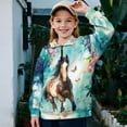 thumbnail image 2 of Uorisanigo Girls Half Zip Sweatshirt Oversized Long Sleeve Pullover Crop Tops for Teen Girl, Fashion Fall Winter Clothes Butterfly Western Horse Quarter Zipper Hoodies No Hood, 2 of 7