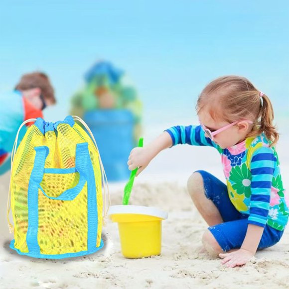 Antqov Sac à Main Plage Sac de Rangement pour Jouets de Plage pour Enfants Outils de Sable de Jeu Sac de Plage Grande Capacité Sac d'Extérieur