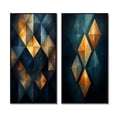 thumbnail image 2 of Designart "Navy Blue Diamond Rising Retro II" Modern Geometric Framed Wall Art Set Of 2 - Modern Gold Frame Gallery Set For Office Decor, 2 of 6