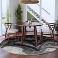thumbnail image 3 of Black Marble Round Area Rug 6Ft Washable Circle Rugs for Bathroom Office, Vintage Abstract Grey Fluid Aesthetic Non-Slip Carpet Floor Mats Indoor Outdoor Carpet Runner Aesthetic Home Decor, 3 of 8