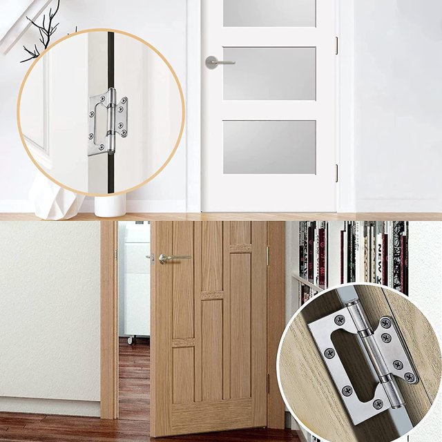Bisagras de puerta Bisagras de puerta de casa móvil de acero inoxidable de servicio pesado sin mortaja con cojinete de bolas, movimiento suave y silencioso, bisagras a tope para puertas internas