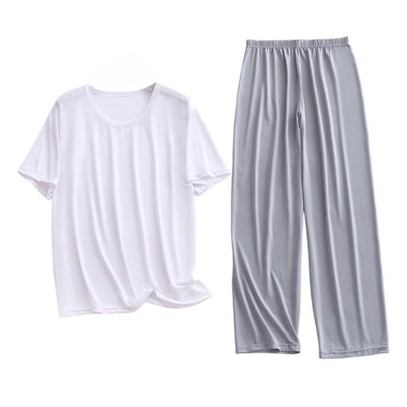 StSilkitty Men's 2 Piece Outfits Short Sleeve Crewneck Athletic T Shirts and Pants Sets Lightweight Comfy Loungewear Set
