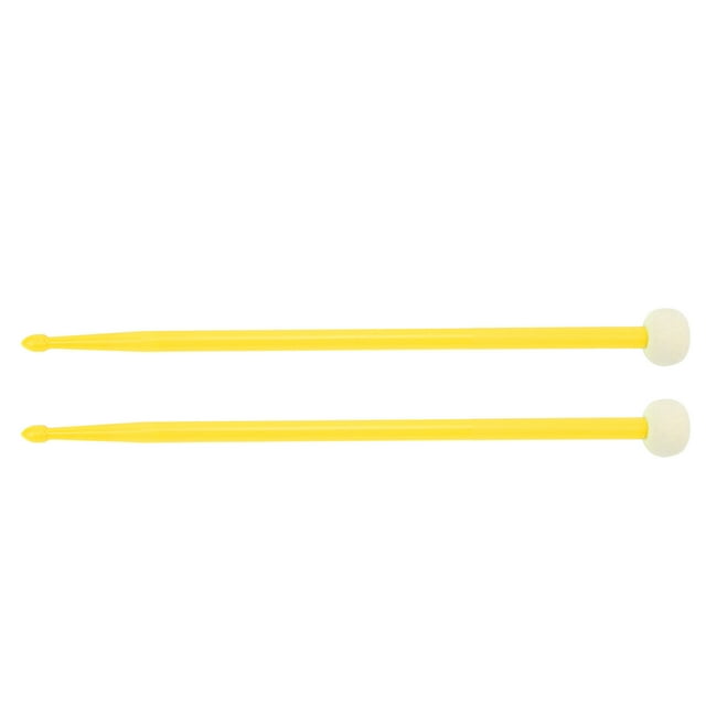 2Pcs Drum Mallet Felt Head Nylon Handle Double Headed Instrument Accessory Set Kit for Playing Yellow
