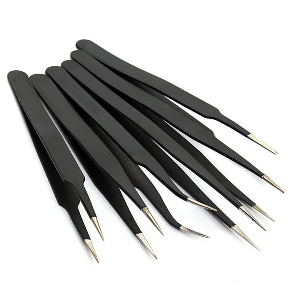 6pcs Precision Tweezer Set Antistatic Tweezers Stainless Steel Tweezers
