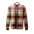 thumbnail image 3 of miqiqism Plaid Shirts Men Long Sleeve Shirt Lapel Neck Button Tshirts Loose Fit Lightweight Business Jackets Tees 2025 Spring Outfit,#01_Red,Medium, 3 of 4