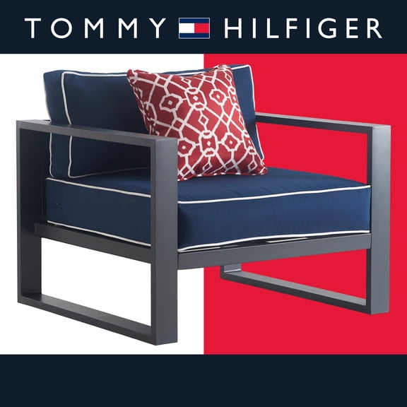 Tommy Hilfiger Monterey Outdoor Easy Assembly Arm Chair, Gray Gunmetal