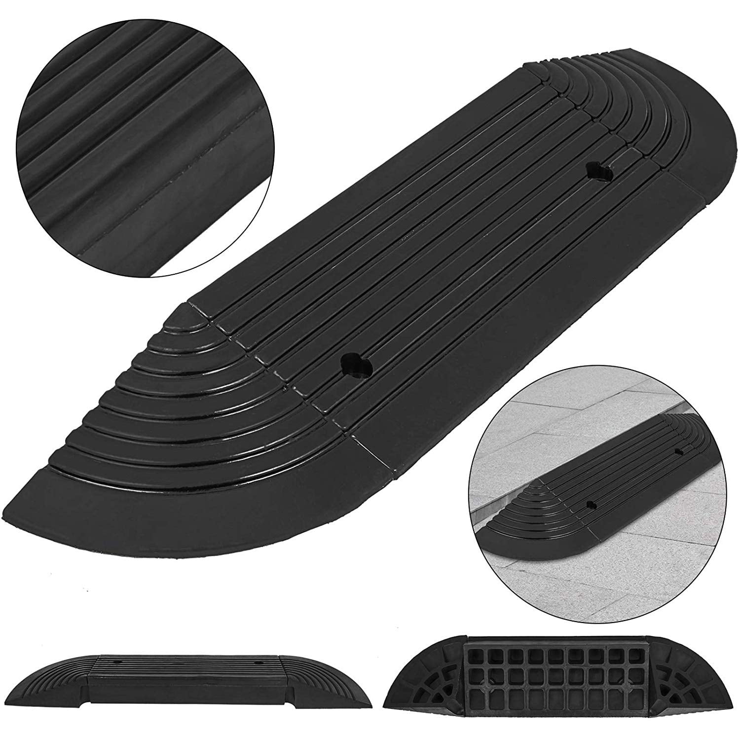 VEVOR 4" Curb Ramp with 2 End Caps Rubber Curb Ramp Heavy VEVOR 4" Curb Ramp with 2 End Caps Rubber Curb Ramp Heavy