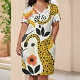 thumbnail image 3 of Leopard Print Women's Loose Short Sleeve Dress Casual Summer Plus Size Long Dresses with Pockets, 3 of 5