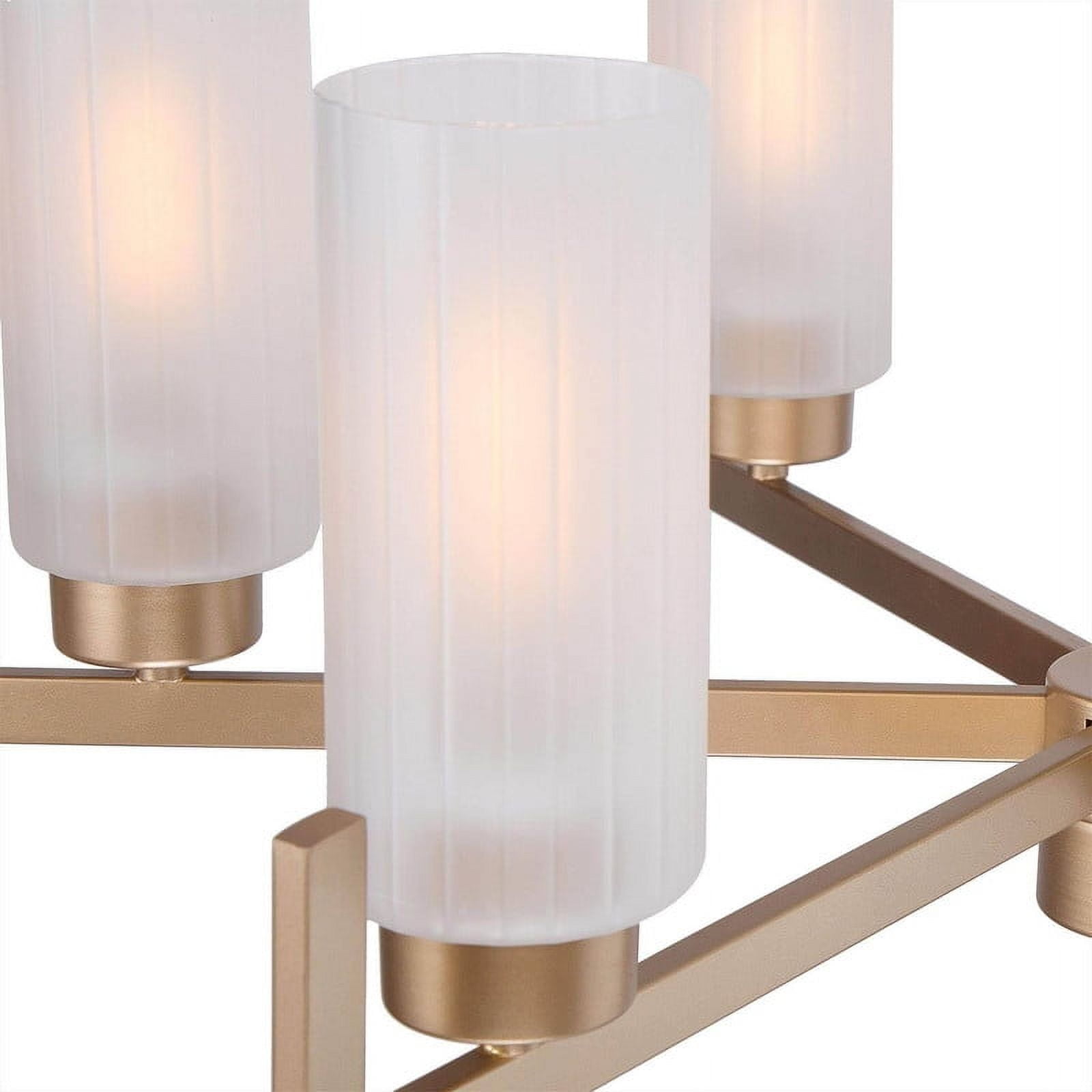 LNC 6-Light Gold Linear Chandelier with Frosted Glass for Kitchen or Dining Room