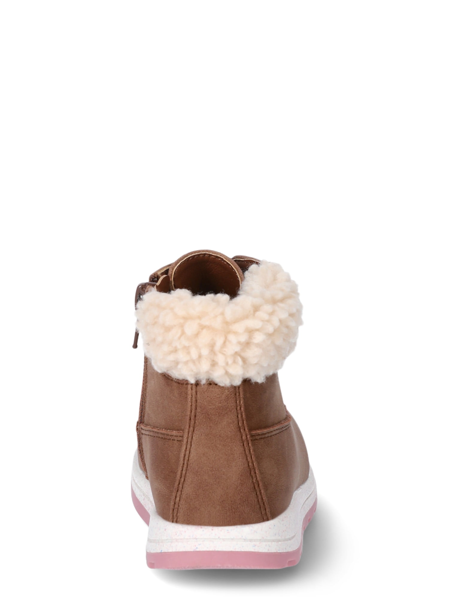 Wonder Nation Toddler Girls’ Lace Up Boots with Faux Fur Trim