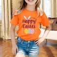 thumbnail image 2 of MIASHUI T-Shirt Graphique de Pâques à Manches Courtes pour Garçons, Confortable et Décontracté, Imprimé pour Filles, Orange, 4-5 Ans, 2 of 4