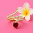 thumbnail image 4 of 7MM Heart Shape Wrap Bypass Ring Natural Garnet 925 Silver Gold Vermeil Women Valentines Day Gifts Rings, 4 of 7