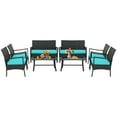 thumbnail image 1 of Patiojoy 8PCS Patio Wicker Furniture Set PE Wicker Furniture Conversation Set Rattan Sofa Chair with Cushions Tempered Glass Coffee Table, 1 of 9