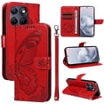 thumbnail image 2 of Wallet Case for Motorola Edge 70 Fusion Embossed Butterfly with Strap & Stand Red, 2 of 5