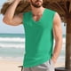 thumbnail image 5 of Camiseta sin mangas con cuello en V para hombre, color liso, informal, con cuello en V, para vacaciones, entrenamiento, camiseta sin mangas, blusa de poliéster para hombre, 5 of 9