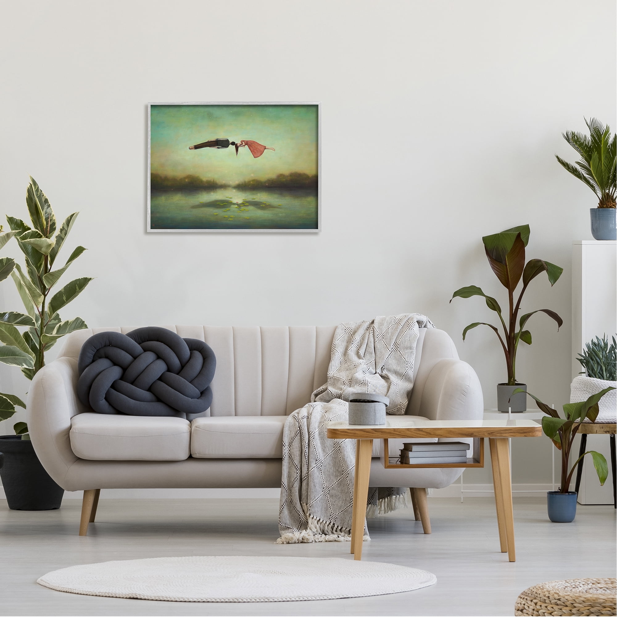 Stupell Industries Green Surreal Floating People Lake Distant Trees Framed Wall Art, 30 x 24, Design by Duy Huynh