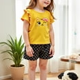thumbnail image 7 of Little Girl Summer Outfits 5/6 Two Piece Cute Clothing Set Cotton Flutter Ruffle Tops 2 PCS Shorts Sets Yellow, 7 Y, 7 of 7