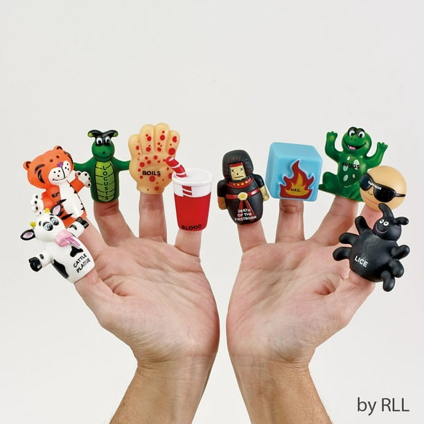 Set of 10 Black and Green Plague Vinyl Finger Passover Puppets 9