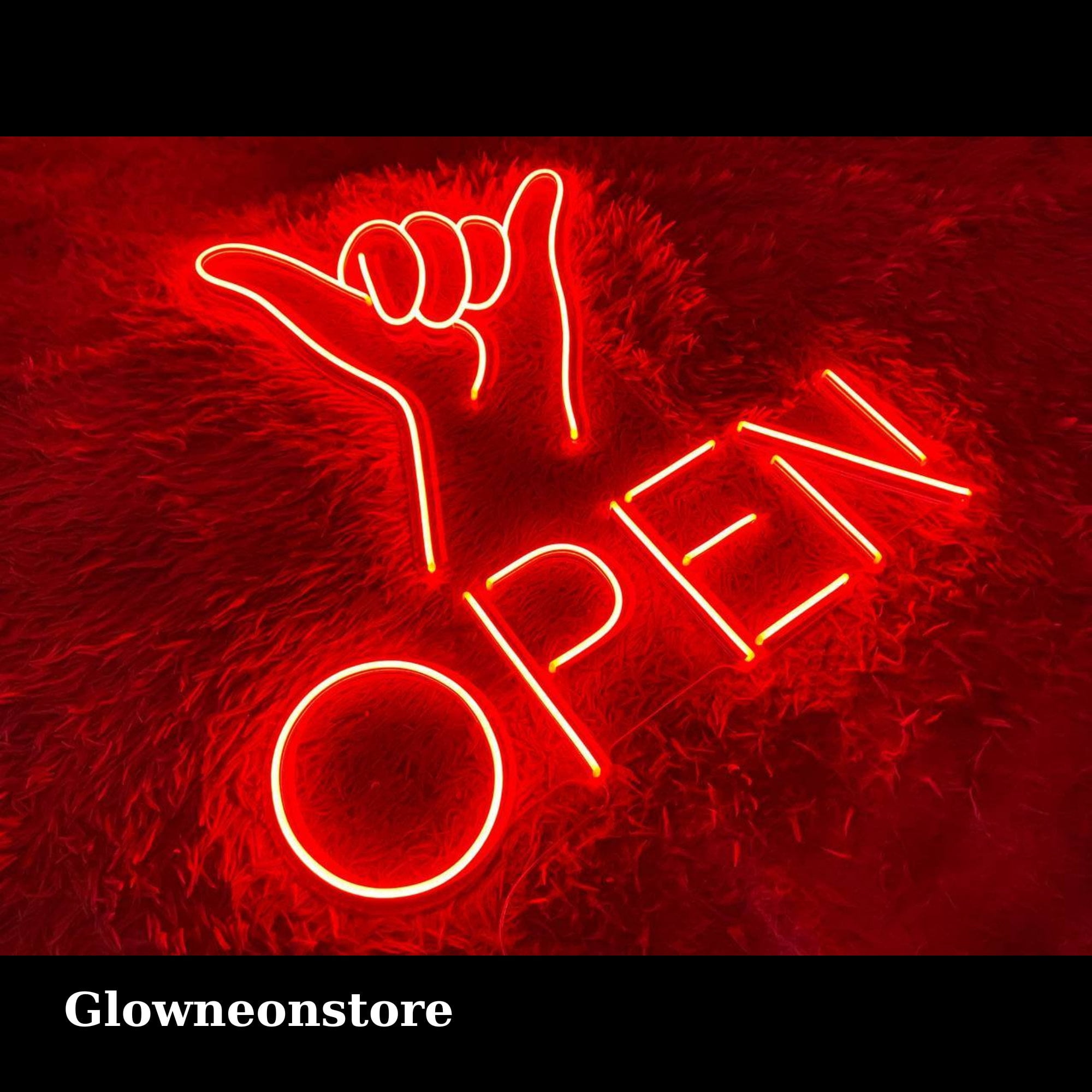 Glowneon Handsign Call Open Neon Sign, Open Welcome Neon Sign, Open Welcome Led Light