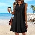 thumbnail image 5 of ClodeEU Women's Crewneck Sleeveless Mini Dress ,Solid Color Casual Loose Fit Summer Dress Black,Women's Plus XL, 5 of 5