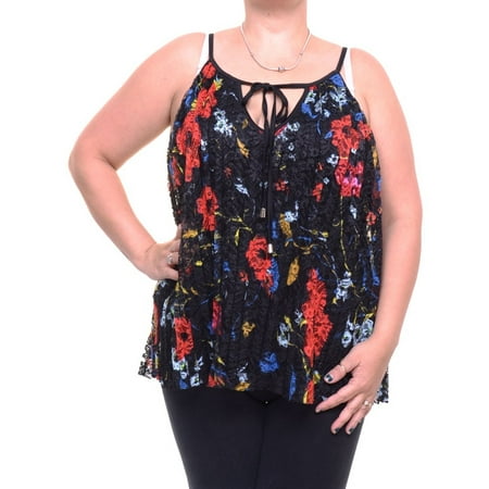 INC International Concepts Women's Lace Keyhole Neck Top Size S Electric Floral