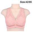 thumbnail image 2 of Sujetador deportivo con cremallera frontal para mujer Sujetador de encaje sin aros Sujetador tipo camiseta de cobertura completa - Rosa, 2 of 5