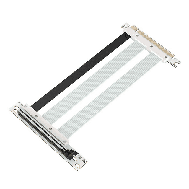 PCI-E 5.0 X16 Riser Cable Video Card Extension Shielded Flexible 90° Mounting GPU Extension Cord for PC Computer White,1 * PCIE Riser Cable,White