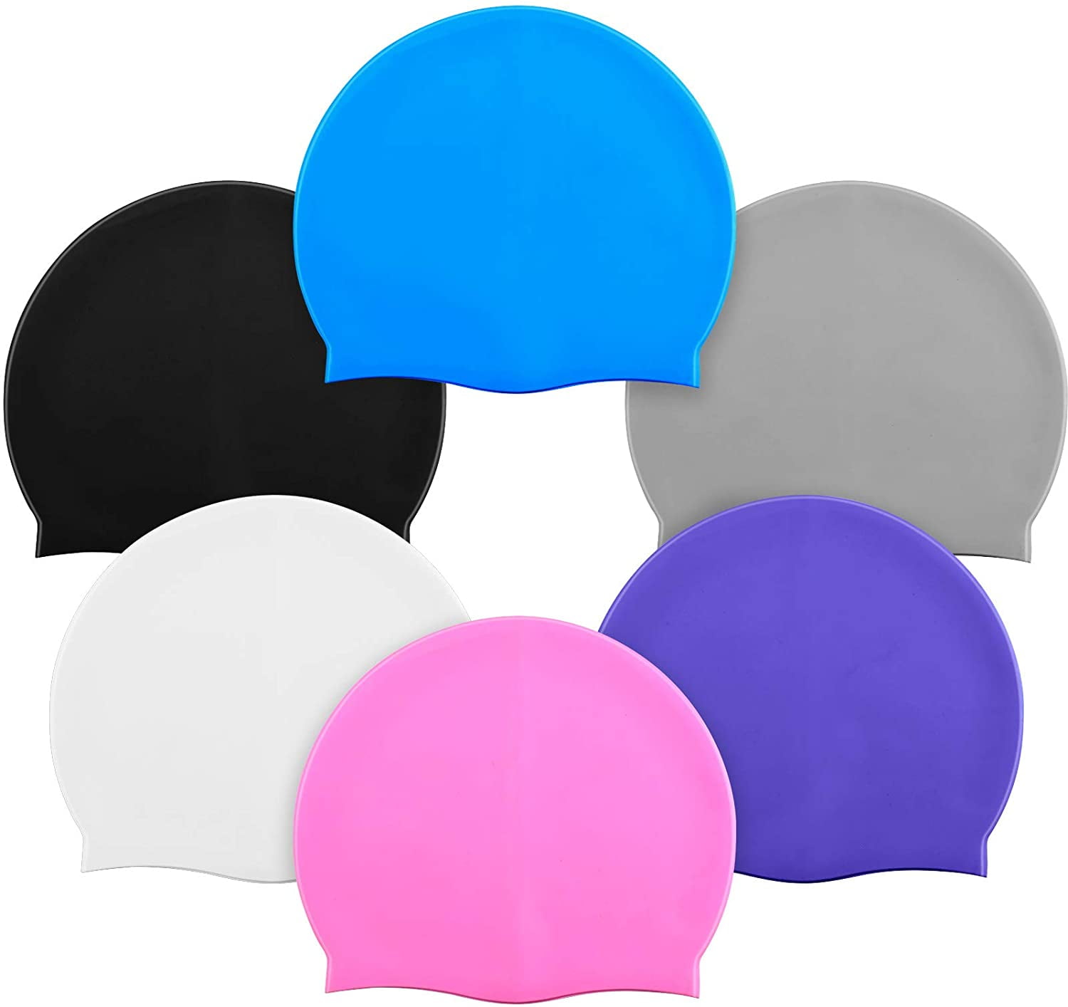 6 Pieces Unisex Adult Silicone Swim Cap Waterproof Swimming Hat Durable Non-Slip Swimming Pool Cap Elastic Swimming Cap for Long and Short Hair 6 Pieces Unisex Adult Silicone Swim Cap Waterproof Swimming Hat Durable Non-Slip Swimming Pool Cap Elastic Swimming Cap for Long and Short Hair