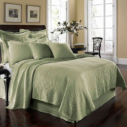 Historic Charleston King Charles Matelasse King Coverlet in Sage