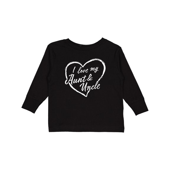 Inktastic I Love My Aunt and Uncle in White Chalk Heart Boys or Girls Long Sleeve Toddler T-Shirt