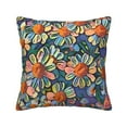 thumbnail image 1 of Square Throw Pillow Covers with Core, Daisy Watercolor Print Pillows for Sofa Beds, 16 x 16 inches Multicolor, 1 of 9