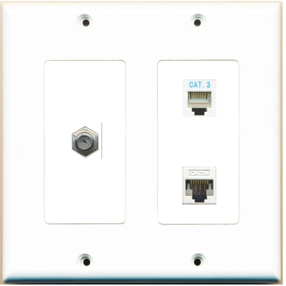 Ultra Spec Cables 1 Port Coax Phone Cat5e Ethernet Wall Plate 2 Gang