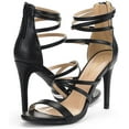 thumbnail image 4 of Dream Pairs Womens Heeled Strappy Sandals Dress Shoes Open Toe Ankle Back Zipper Sandals Show Black/Pu Size 7, 4 of 4