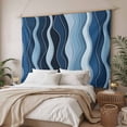 thumbnail image 3 of Abstract Blue Moire Large Tapestry for Bedroom Wall Hanging Tapestry,Gradient Coastal Ocean Geometric Waves Ceiling Backdrop Tapestries Poster Blanket Wall Decor for Teens Room Living Room 86" x 104", 3 of 8
