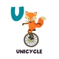 thumbnail image 1 of DAYCARE - Kids Playroom Nursery Multicolored Art Unicycle Wild Fox Decoration Sticker Educational Art Design Letter U Alphabet Child Care Wall Decal 16" x 20", 1 of 3