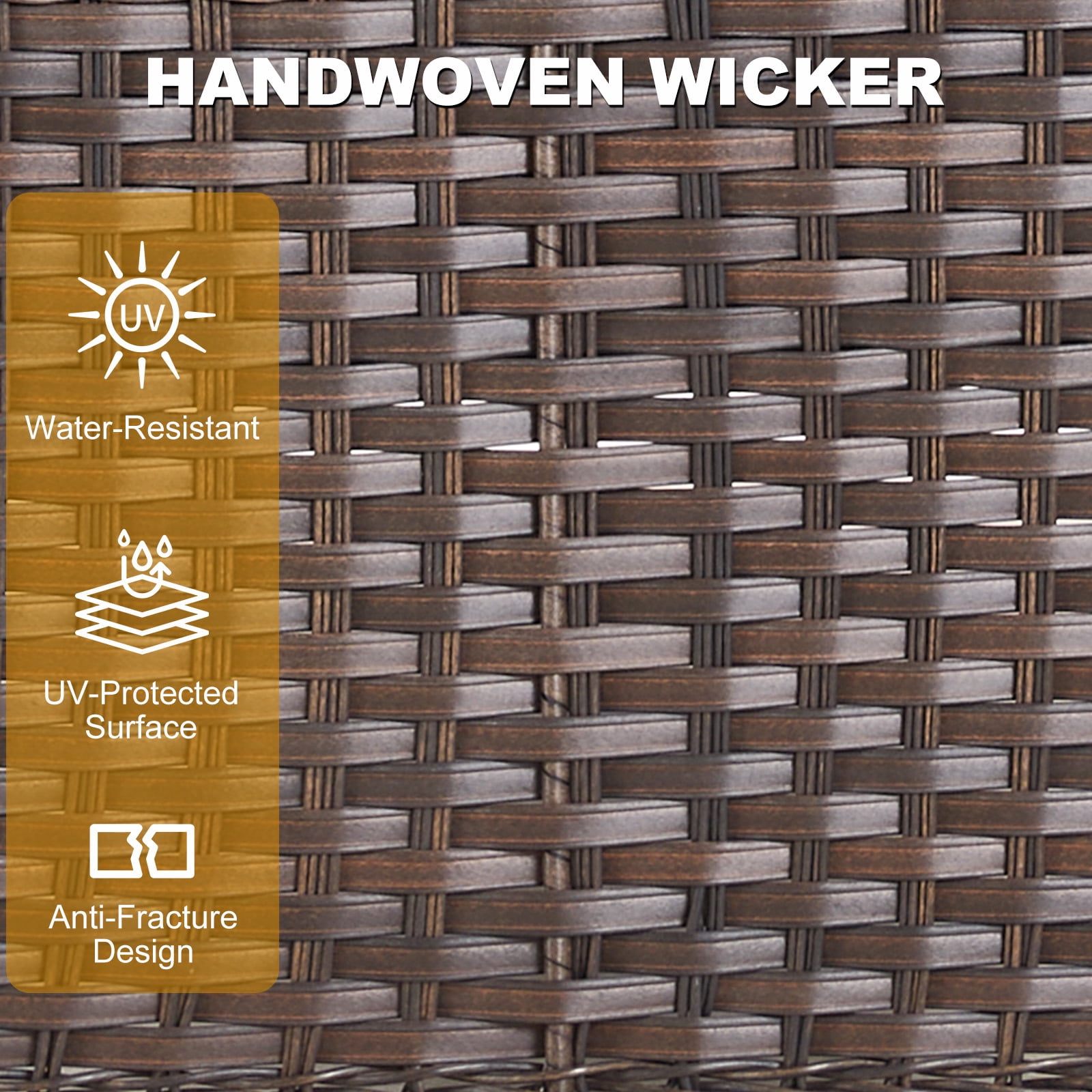 Hommoo 75.2" Outdoor Brown Wicker Patio Sofa with Cushions, Outdoor 2 Seat Patio Furniture Sofa Couch, for Porch or Backyard, Beige