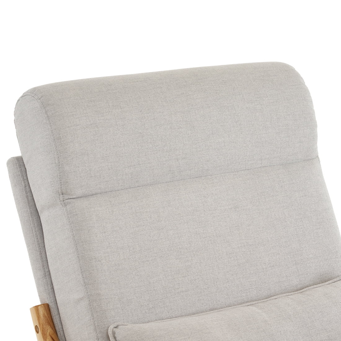 Nursery Rocking Chair, Upholstered Glider Rocker Indoor with High Backrest and Lumbar Pillow, Modern Accent Chairs Comfy Armchair Single Sofa Chair for Nursery Living Room Bedroom, Light Gray