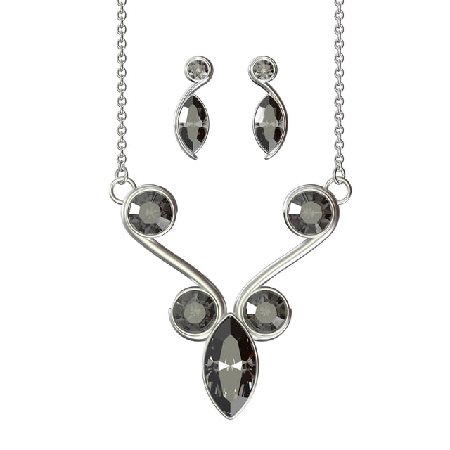 Set´s para Mujer con Cristal Fino Europeo en forma de Barroco- Bañado en Rodio – Set´s Elegante y Brillante-Aretes de Mujer de Moda- Joyería para Mujer de Moda- Regalo especial Ortiz Espinosa Temporada