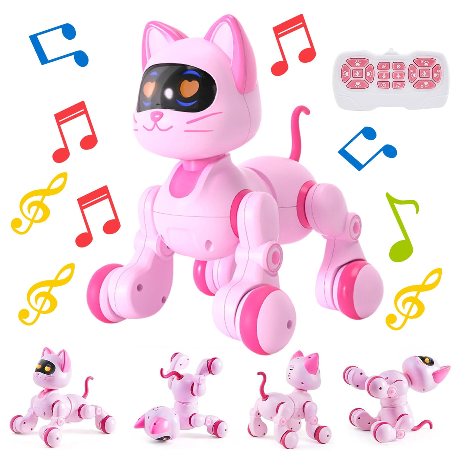 BAELLERT Remote Control Robot Dog Toy Programming Touch Interactive Electric Smart Cat 2.4GHz RC Robotic Pet Toy with LED Eyes Music Toddlers Boys Girls Gift