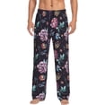 thumbnail image 2 of Picia Roses Flowers Mens Soft Woven Cotton Elastic Waistband Sleep Pajama Pant Lounge Sleep Pant With Pockets And Drawstring-XX-Large, 2 of 9