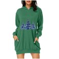 thumbnail image 1 of Pisexur Robes pour Femmes Imprimé Arbre de Noël Sweat à Capuche Robe de Soirée Décontractée Manches Longues Mini Robes de Vacances d'Automne pour Femmes avec Poches, 1 of 3
