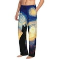 thumbnail image 6 of Vsdgher Cat Under Starry Skies Mens Pajama Pants Sleep & Lounge Pants, PJ Pants-XX-Large, 6 of 6